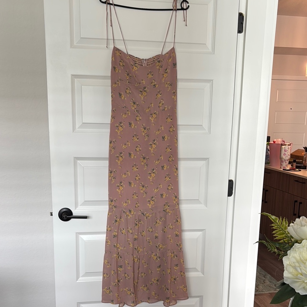 Reformation Floral Pink Spaghetti Strap Dress